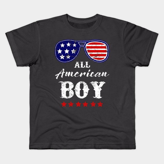 All American Boy Sunglasses Kids T-Shirt by Scar